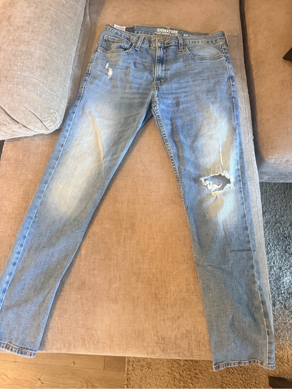 Light Blue Distressed Men's Jeans